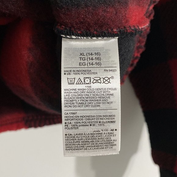 Old Navy Sherpa Shirt Girl's XL 14-16 Red Black Buffalo Plaid Fleece NEW - Picture 3 of 4